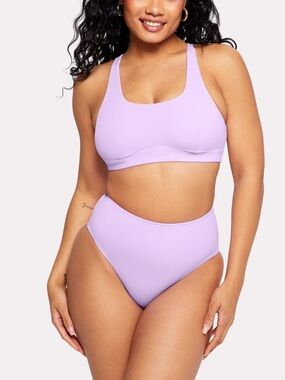 Yitty Bikini Swimsuit Womens Medium Purple High Waist Shaping 2 Piece Set